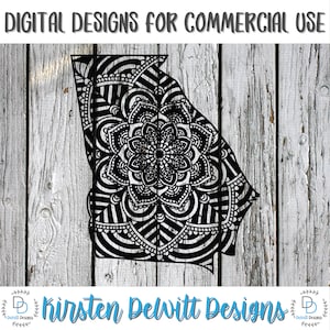 SVG, PNG, Cut File, Georgia Home Sweet Home, Silhouette Cut File, Cricut Cut File, Heart, State, Georgia, Georgia Mandala, Mandala