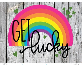 St Patricks Day Sublimation png Digital Download, retro png, Get lucky PNG, rainbow lucky png file, lucky png, st.patricks, Rainbow png