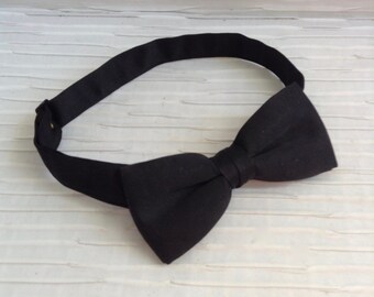 Black Satin Bowtie,  Bow tie.  Dress Tie.  Vintage Adjustable Tie. Mod, Eames era, Mad Men, Beatles, Rockabilly