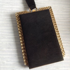 Unique Handbag/Compact.  Deco Suede leather clutch purse Make up Holder from Argentina.  Gorgeous.