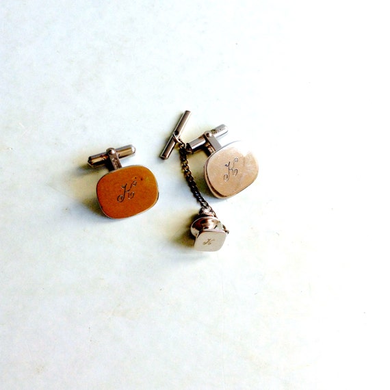 Sterling Silver Cufflinks & matching Tie Tack.  I… - image 1