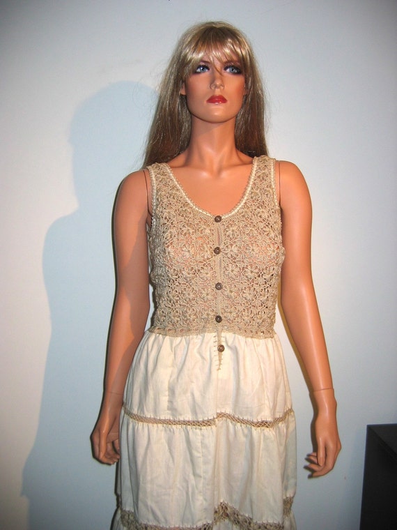 1970's Hippie Dress.  Sweet. Hippie.  Boho.  Prair