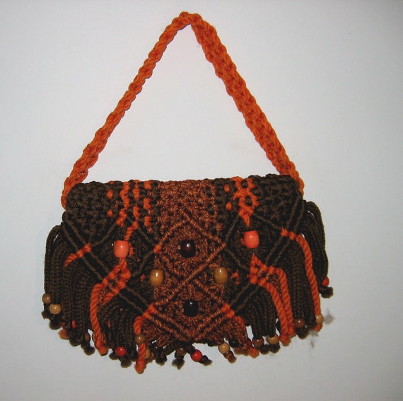 Boho, Hippie, Macrame bag, handbag, purse, 1970's… - image 2
