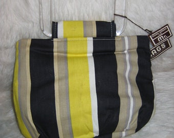 Vintage MOD tote BAG, handbag, 1960's.  Purse by Mr Bags. New old stock.  Lucite handles.  Yellow, black & beige.