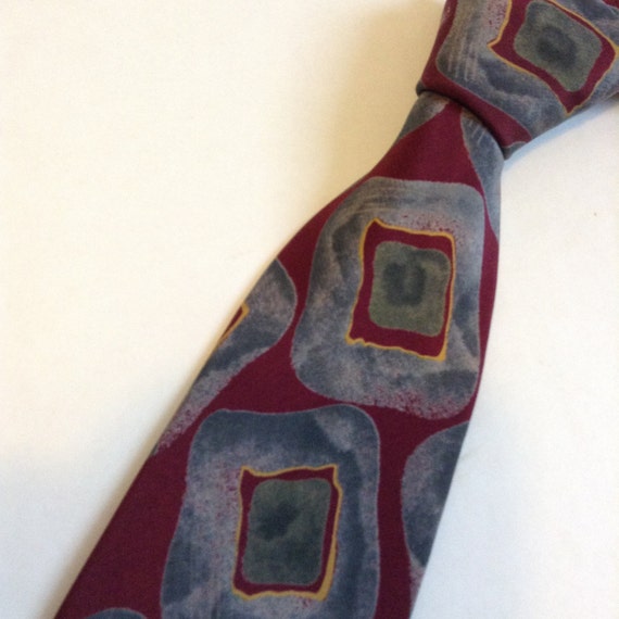 Vintage Bally Silk Tie.  Beautiful Maroon and Gre… - image 3