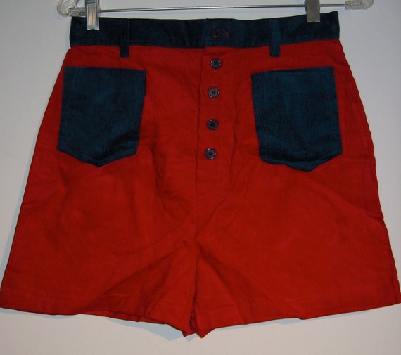 Hippie Chick, Corduroy Shorts. Blue and Red.  Vin… - image 3