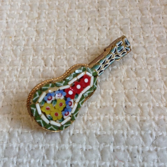 Vintage Micro Mosiac pin, Brooch from the 1970s. … - image 1