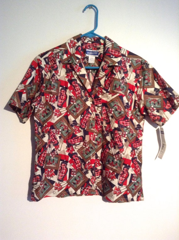 Pendleton Golf Print Cotton Shirt.   Tee Time Gol… - image 2