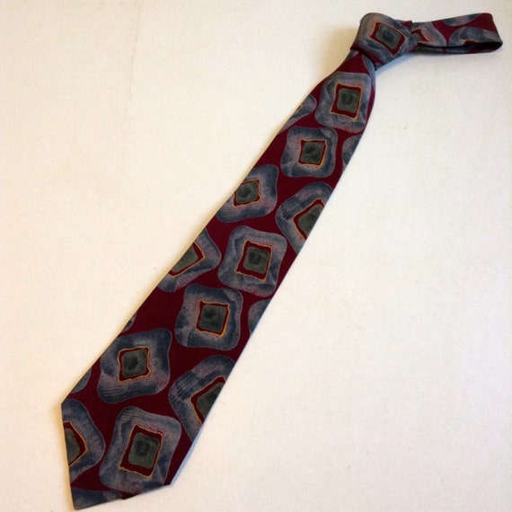 Vintage Bally Silk Tie.  Beautiful Maroon and Gre… - image 1