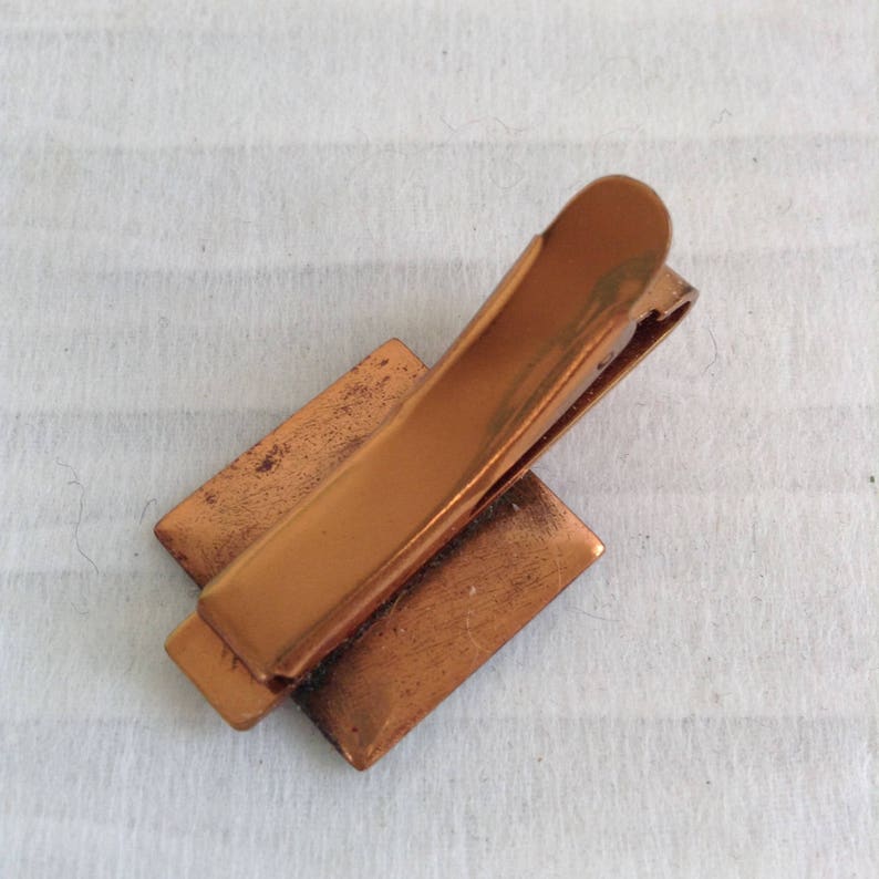 Copper Enamel Tie Clip bar Green /& White Enamel Mid Century Modern Mad Men. Vintage 1950