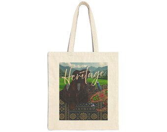 Heritage draagtas van katoencanvas | Milieuvriendelijke boodschappentas, strandtas, cadeautas, reistas, gepersonaliseerde draagtas