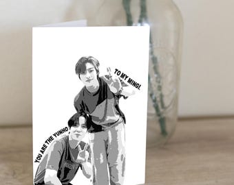 ATEEZ Yunho and Mingi Card: ATEEZ Kpop Greeting Card 5"x7" for Friendship, Atiny Gift
