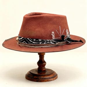 Personal Wool Felt Fedora Hat, Distressed Bespoke Hat, Hut Herren, Chapeau Fedora, Rockerstyle, Gambler Felt Hat, Custom Large Brim Fedora