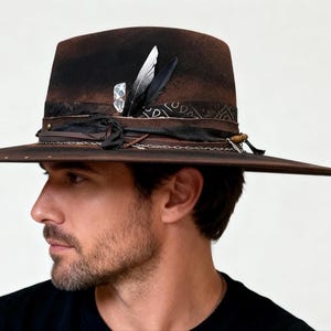 Schwarzer Fedora-Hut aus Wollfilz – maßgefertigter Fedora-Hut – Chapeau-Fedora – maßgefertigter Fedora – Chapeau en feutre – Distressed-Maßanfertigung – Hut Herren