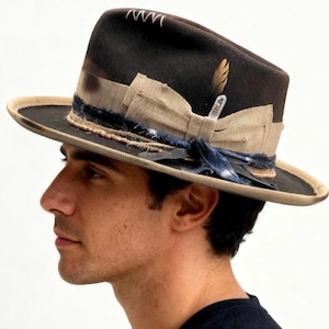 BLACK Men Felt Fedora Custom hat | Wool Felt Fedora Hat – Spark – Hut Herren – Chapeau Fedora – Modern Elegance Hat – Classic Bohemian Hat