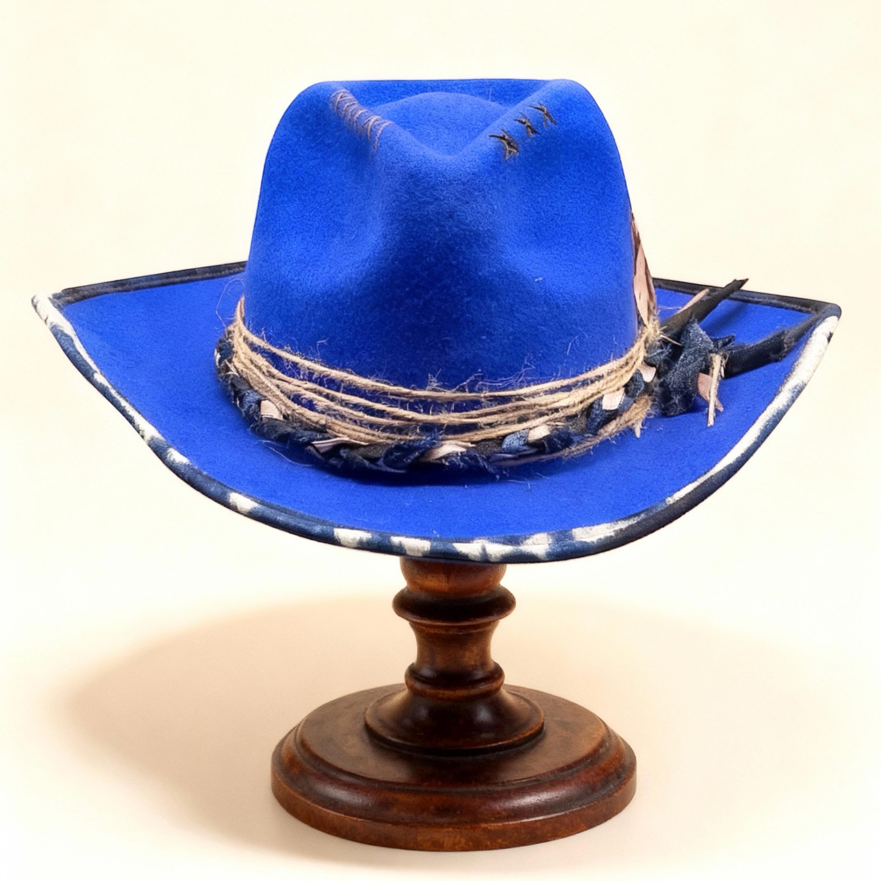 Stylish Tie-Dye Fedora Hat with Navy Band Blue Tie Dye Fedora - Etsy main image 3