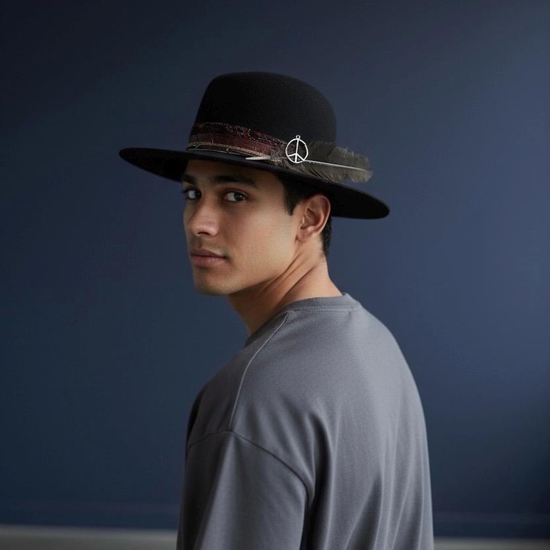 Black Fedora Vintage Style Custom Hat – Open Crown Apache Hat – Rigid ...