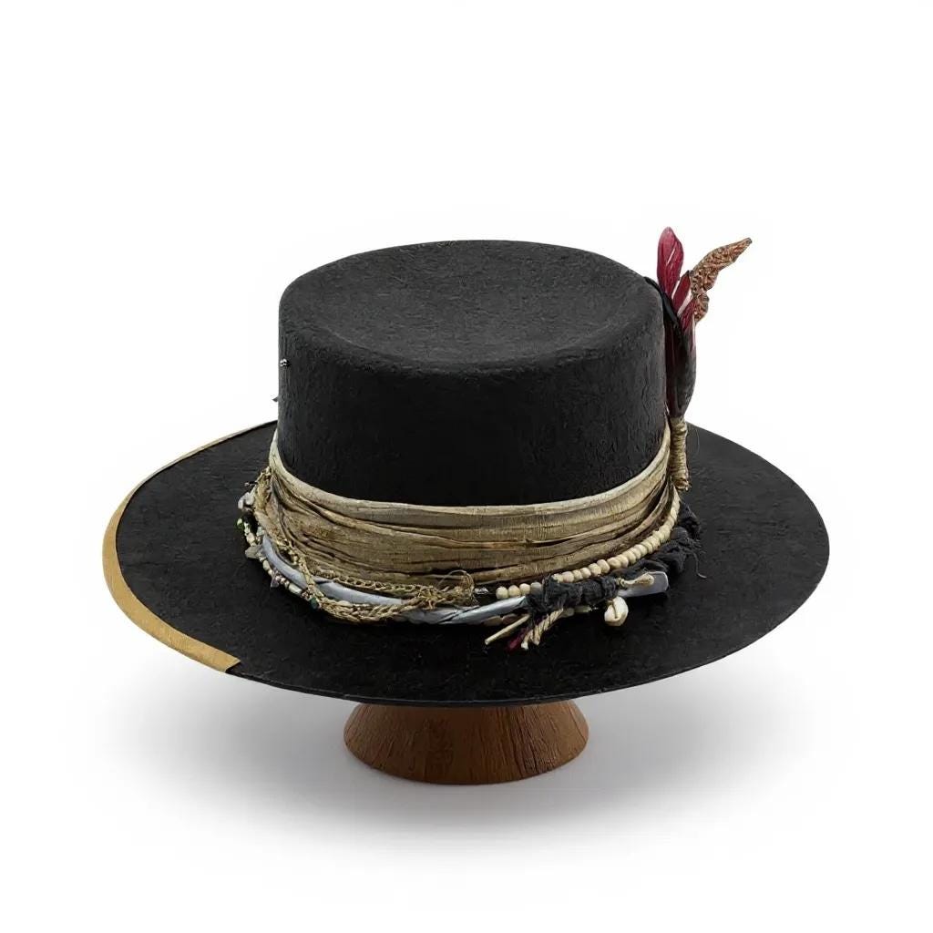 Black Fedora Custom Vintage Wool Felt Rigid Hat – Fantastic  display picture 2