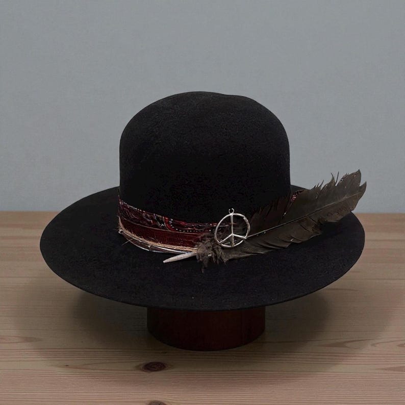 Black Fedora Vintage Style Custom Hat – Open Crown Apache Hat – Rigid ...