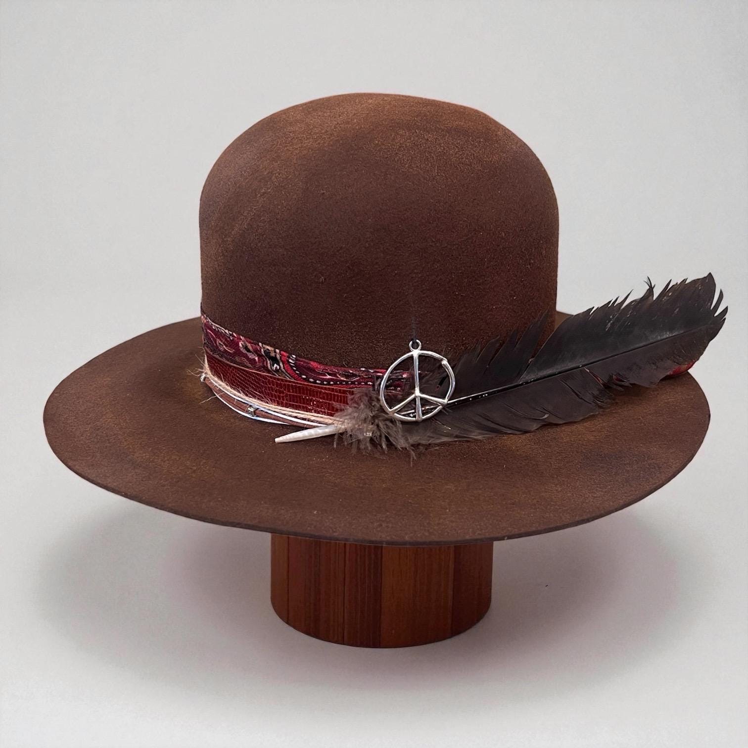 Vintage Style Fedora Custom Hat – Open Crown Apache Hat – Rigid Flat ...