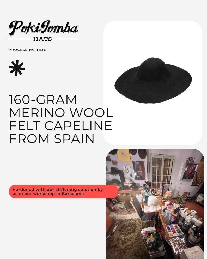 Handmade Wool Felt Hat – Black Fedora Hat For Men – Wide Brim Fedora – Black Distressed Fedora Hat image 14