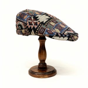 Men’s Ethnic Print Cotton Beret – Peaky Blinders Baker Boy Hat – Vintage Cap – Gift for Him – Retro Hat – Summer Spring Mens Cap