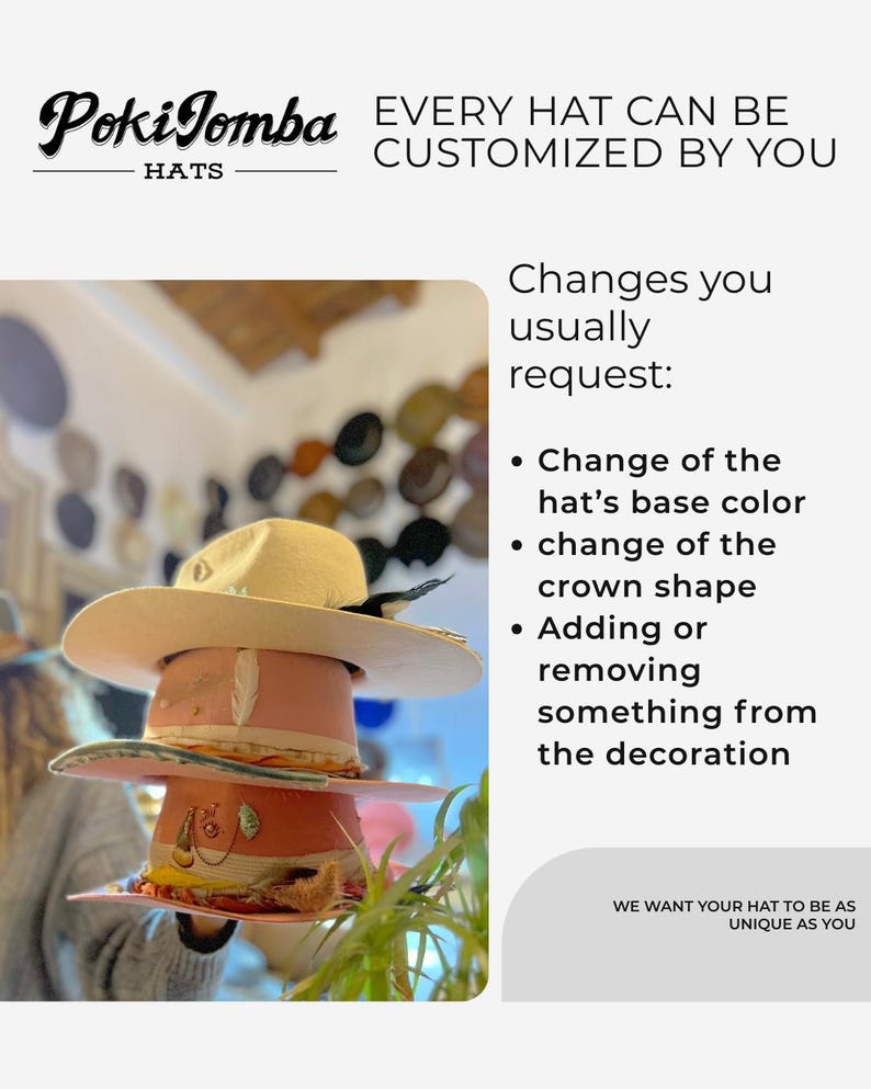 Handmade Wool Felt Hat – Black Fedora Hat For Men – Wide Brim Fedora – Black Distressed Fedora Hat image 16