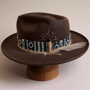 Wool Felt Fedora Hat For Men Women – Brown Wide Brim Personalized Hat By Size – Handmade Custom Hat For Gift – Everyday Fedora Large Size