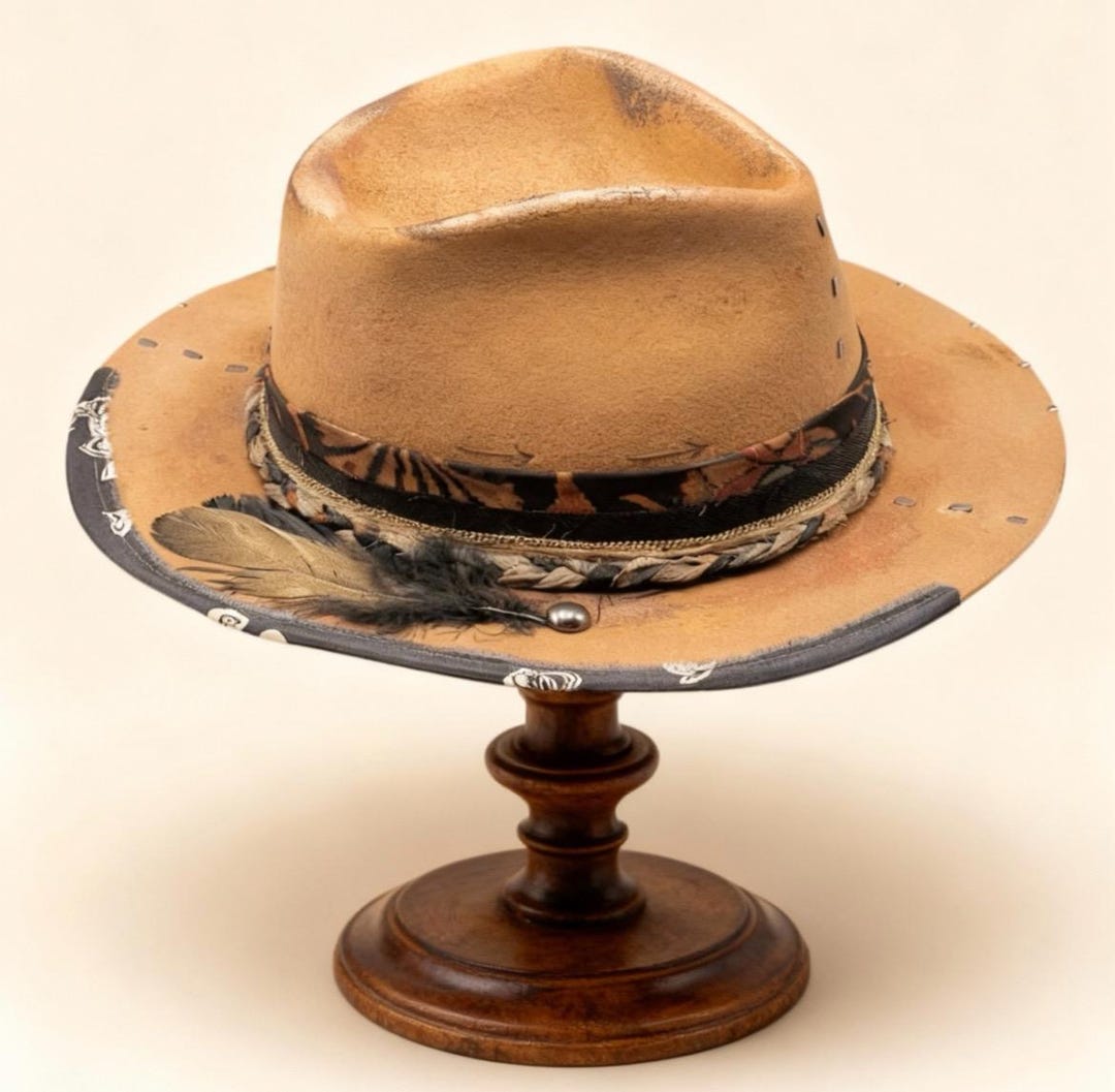 CAMEL Wool Felt Fedora Hat – Wide Brim Hat – Custom Size  display picture 1