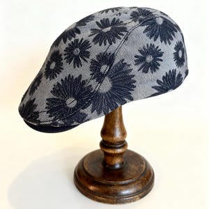 Men’s Blue Floral Cotton Beret – Peaky Blinders Style – Vintage Cap – Print Cap – Gift for Him – Gift for Husband – Gift for Boyfriend