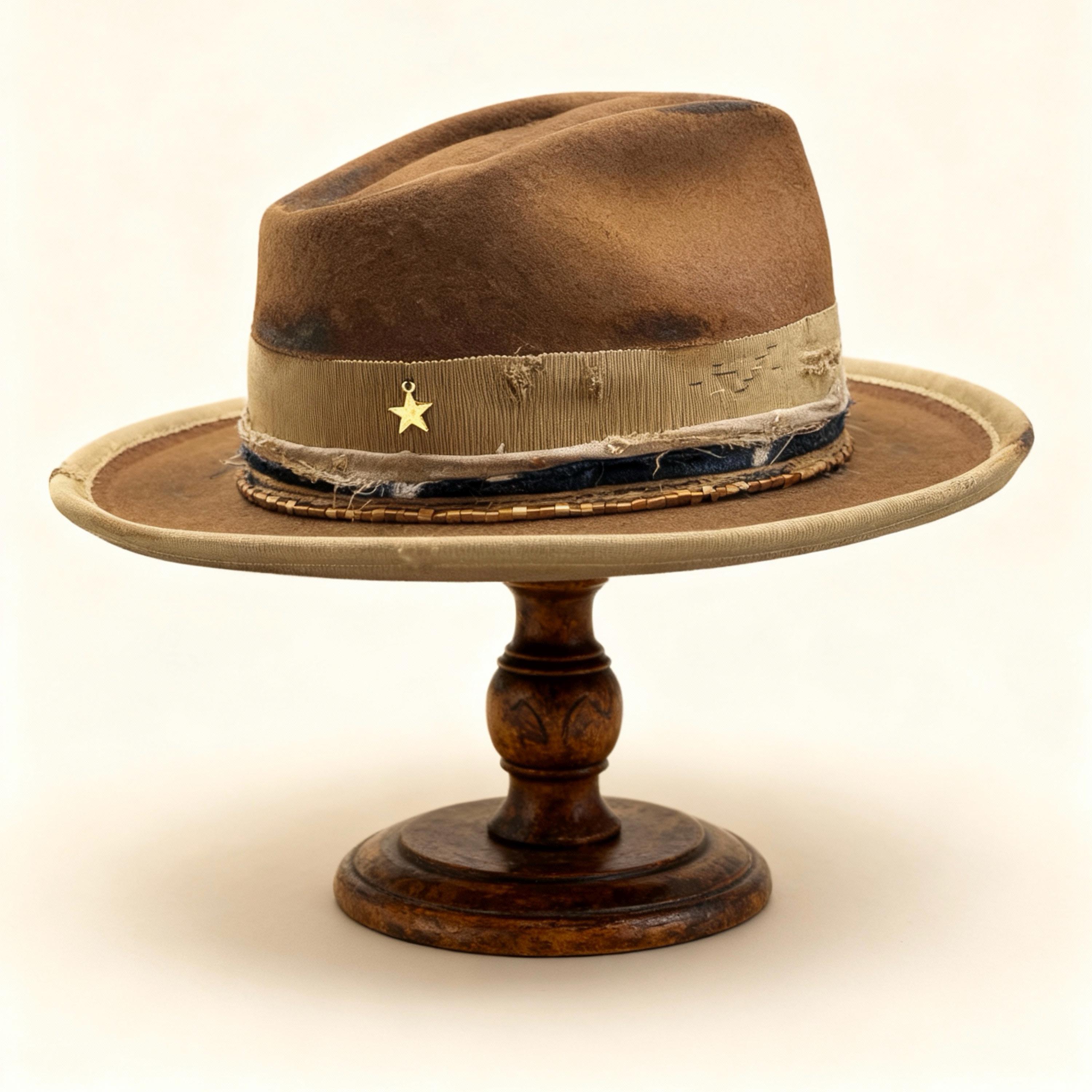 Boho Brown Wool Felt Fedora Hat Leather Detail- Size XS NWT Aritzia Auxiliary Western Wool Fedora Hat New | Mercari main image 3
