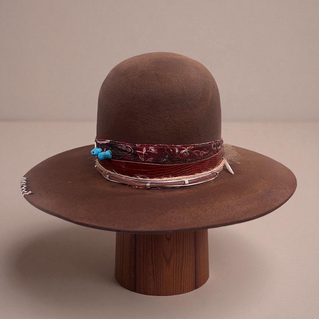 Vintage Style Fedora Custom Hat – Open Crown Apache Hat – Rigid Flat ...
