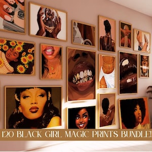 Black Girl Magic Wall Art / Kit collage digitale / Stampe di empowerment / Estetica nera moderna / Decorazione stampabile per casa o ufficio /
