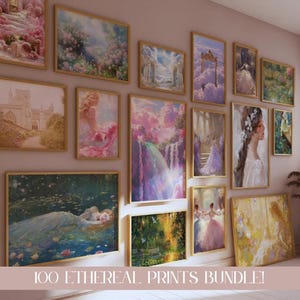 100 ätherische Wandkunst | Verträumtes Collage Kit in Sanften Pastell Tönen | Himmlische Designs | und zarte Details für ruhige Räume | Ästhetische |