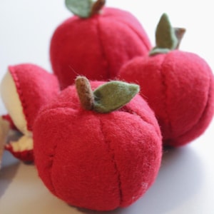 Felt Apples & Apple Slices for Preschoolers, Toddlers, Kindergarteners,Montessori Pretend Play, Play Kitchen, Play Based Learning, Felt Food
