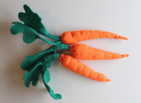 Felt Carrots for Toddlers, Preschoolers & Kindergarteners, Pretend Play, Play Kitchen, Play Food, Play Based Learning, Montessori Felt Food