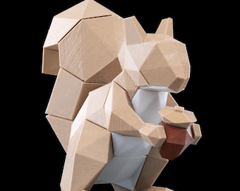 Magnetische laag poly eekhoornpuzzel: handgemaakt geometrisch dierendecor