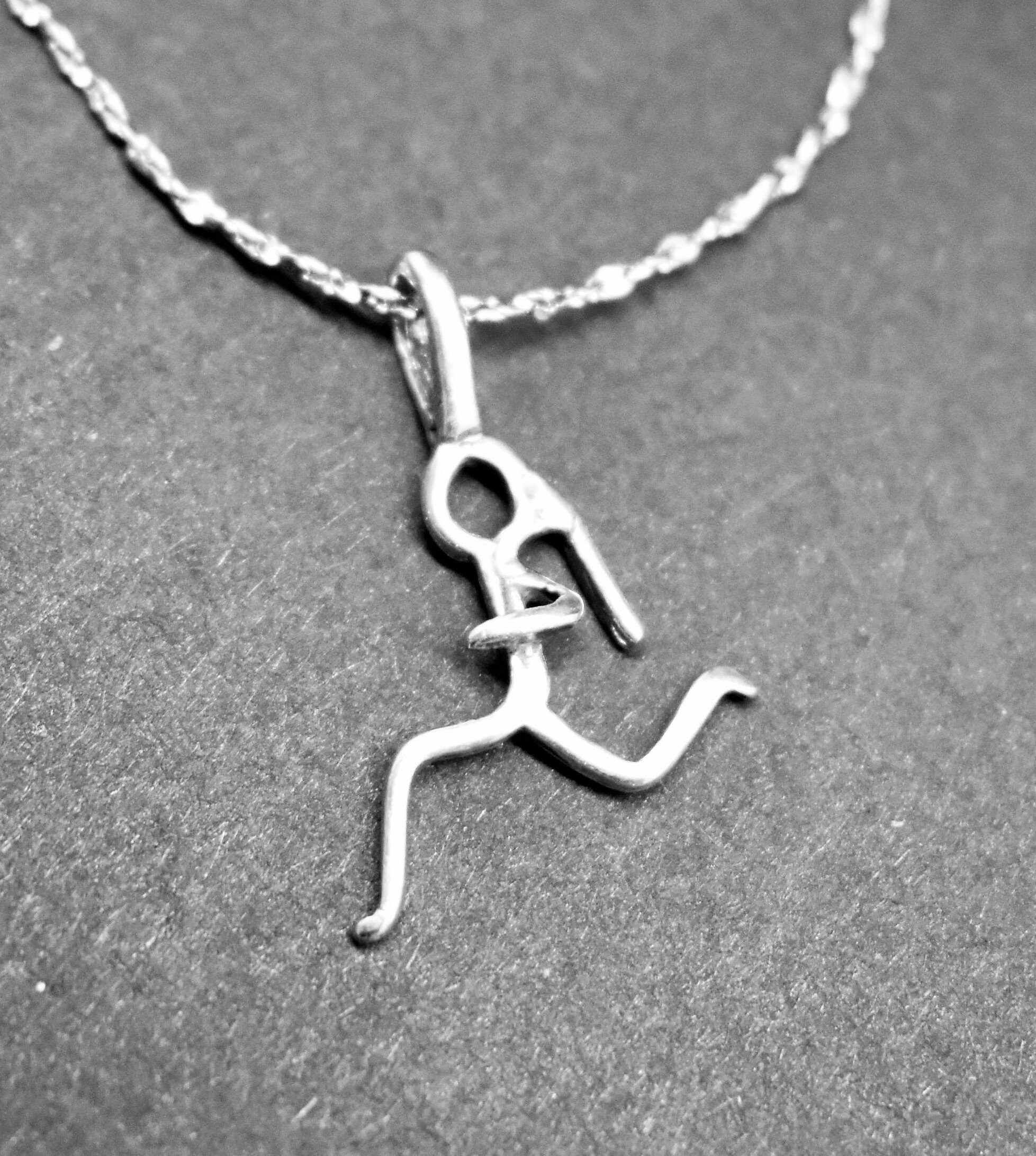 Sterling Silver PonyTail Running Girl Stick Figure Jogger Etsy