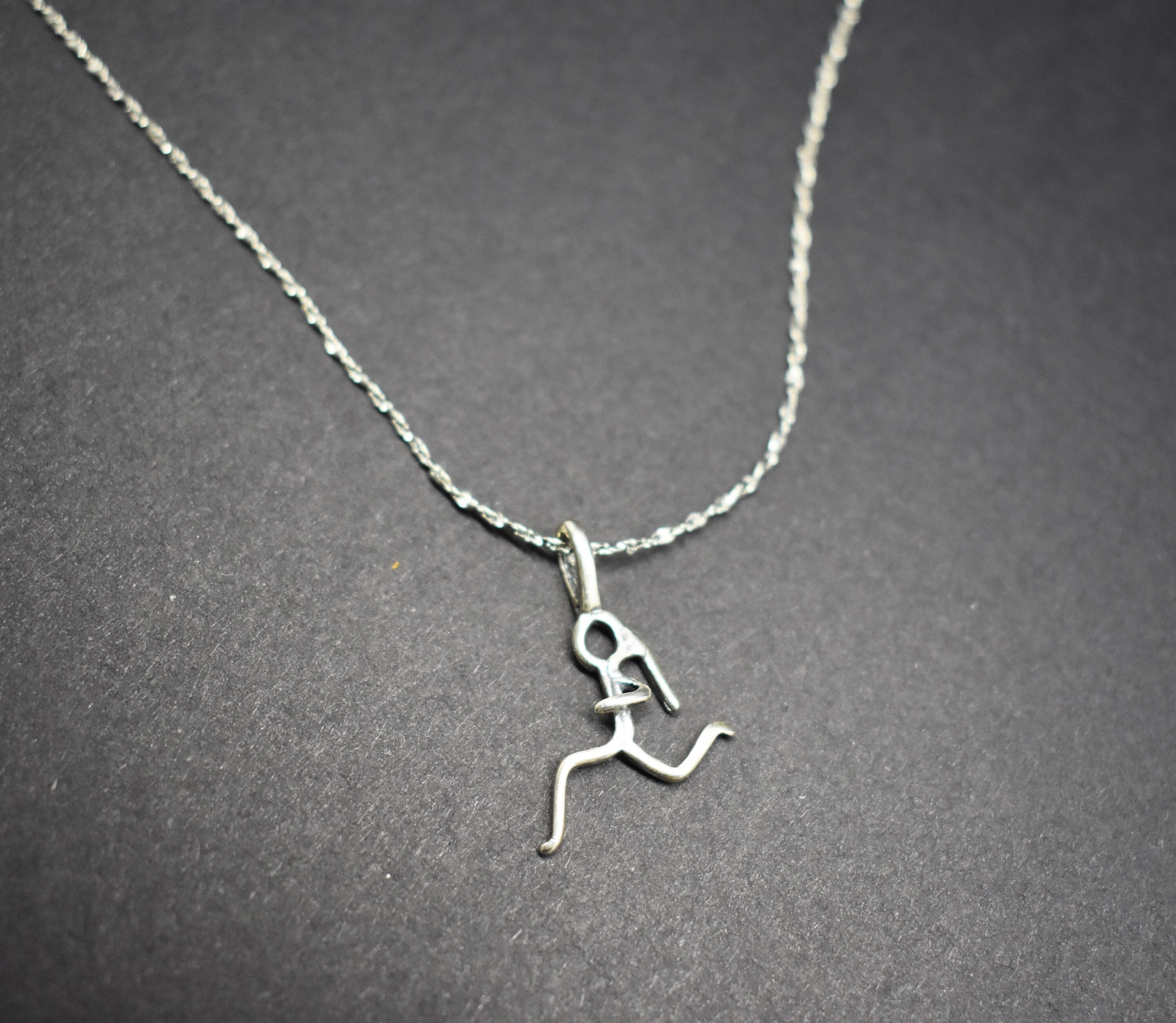 Sterling Silver PonyTail Running Girl Stick Figure Jogger Etsy