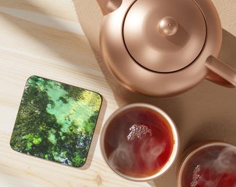 Posavasos de color verde turquesa: juego de 4 posavasos para decoración de cocina y protección de mesas, regalo perfecto para inauguración de la casa