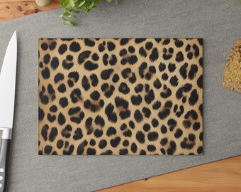 Leopard Glass Cutting Board, Kitchen Decor, Cheetah Print, Animal Lover Gift, Housewarming Gift, Gift for Chef