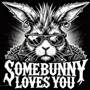 Rock and Roll Bunny PNG / Punk Rabbit Clipart / Tattoo-Style Bunny Download digitale / Somebunny Loves You T-Shirt Design