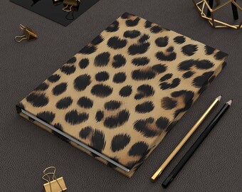 Notebook , Leopard Print, Gift for Writers, Students, Planners - Bullet Journaling, Diary, Sketchbook, Travel