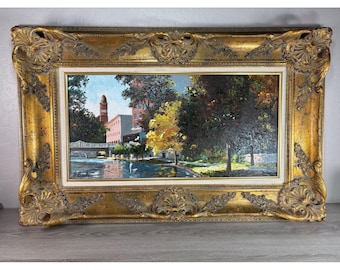 Florent Baecke Original Ölgemälde ""Das Gericht"" - Verzierter Rahmen 34x22"