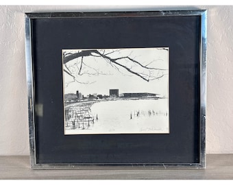 Carol Donna Donut Signiert Nummerierter Kunstdruck 3/9 Waterfront Landschaft Silber Rahmen