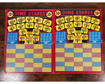 Vintage Universal Mfg Co 10c Dime Stakes Punch Boards Set of 2 Unpunched USA