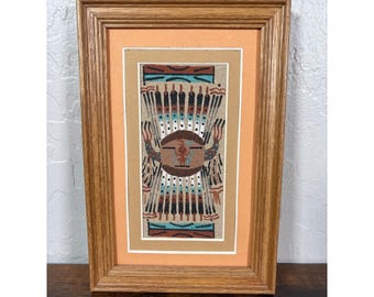 Authentic Navajo Sandpainting Sun of Eagle by Foster Framed Native American Art