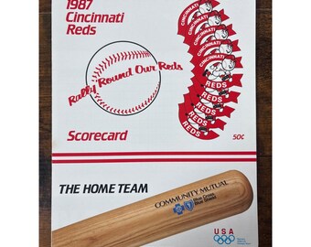 Vintage 1987 Cincinnati Reds Scorecard Rally Round Our Reds MLB Program Mascot