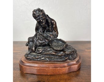 Libby 1976 Native American Woman Bronze Skulptur Limited Edition 4/25 Holzbasis
