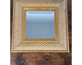 Espejo de pared cuadrado festoneado dorado Robert Grace Hollister CA de 10,5 pulgadas